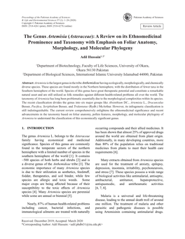 The Genus Artemisia (Asteraceae): a Review on Its Ethnomedicinal Prominence and Taxonomy with Emphasis on Foliar Anatomy, Morphology, and Molecular Phylogeny