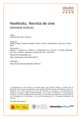 Nosferatu. Revista De Cine (Donostia Kultura)