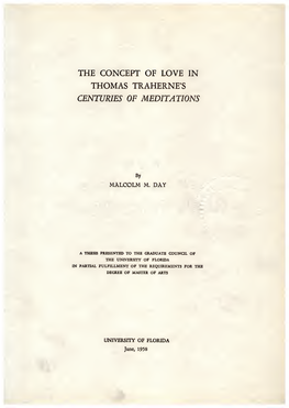 The Concept of Love in Thomas Traherne's Centuries of Meditations