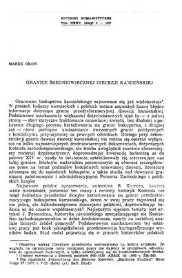 Granicami Biskupstwa Kamieńskiego Zajmowano Się Już Wielokrotnie1. W