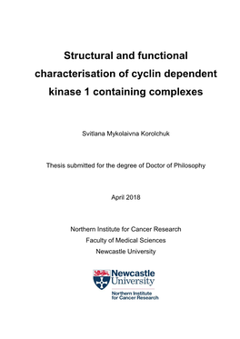 Structural and Functional Characterisation of Cyclin Dependent Kinase 1 Containing Complexes