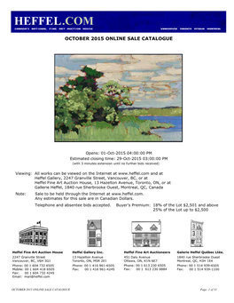 October 2015 Online Sale Catalogue