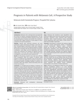 Prognosis in Patients with Melanosis Coli; a Prospective Study
