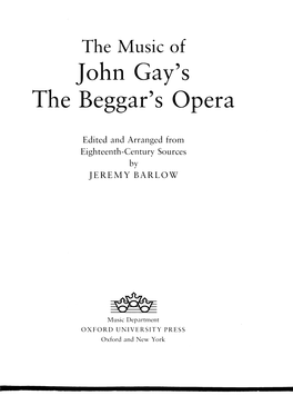 John Gay's Dramatic Works,, Formula for Arranging the Songs: Introductions and Codas Vol