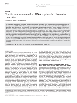 New Factors in Mammalian DNA Repair—The Chromatin Connection