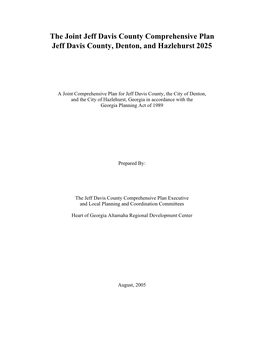 The Joint Jeff Davis County Comprehensive Plan Jeff Davis County, Denton, and Hazlehurst 2025