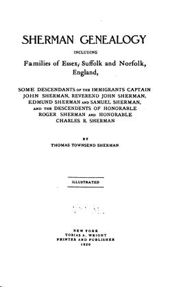 Sherman Genealogy Including Families of Essex, Suffolk And
