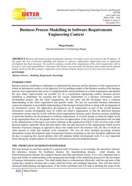 Business Process Modelling in Software Requirements Engineering Context