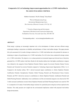 Comparative LCA of Technology Improvement Opportunities for a 1.5 MW Wind Turbine in the Context of an Onshore Wind Farm