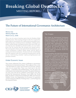 Breaking Global Deadlocks: the Future of International Governance