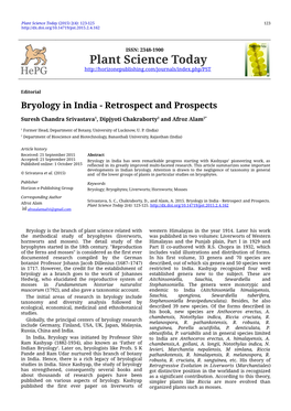 Bryology in India - Retrospect and Prospects