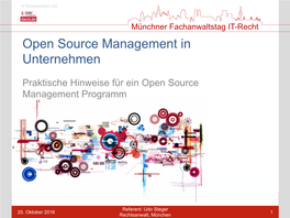 Open Source Management in Unternehmen