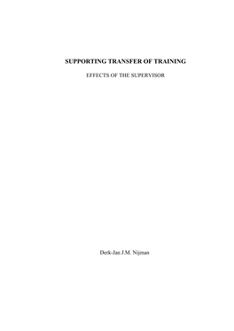 Supporting Transfer of Training