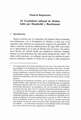 El Vocabulario Náhuatl De Molina Leído Por Humboldt Y Buschmann