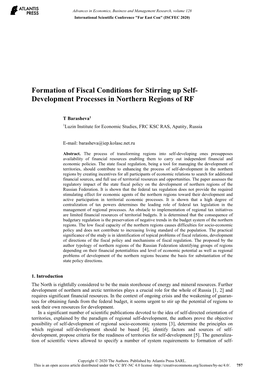 Development Processes in Northern Regions of RF