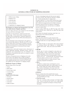 Lesson 26: General Structure of Shipping Industry