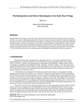 The Manipulation and Role of Stereotypes in the Rush Hour Trilogy by Matt Lee — 5