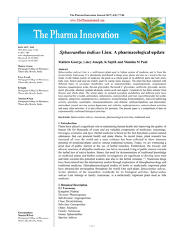 Sphaeranthus Indicus Linn: a Pharmacological Update