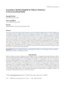 Learning to Spell in English by Chinese Students: a Cross-Sectional Study