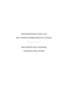 Documents Relatifs Aux Relations Extérieures Du Canada