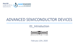 ADVANCED SEMICONDUCTOR DEVICES 01 Introduction