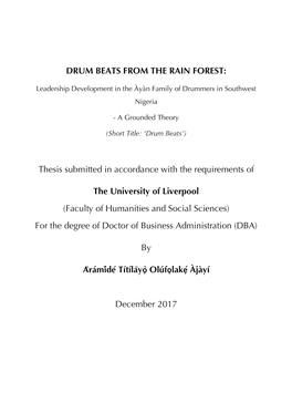 Drum Beats from the Rain Forest