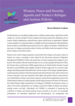 Women, Peace and Security Agenda and Turkey's Refugee and Asylum