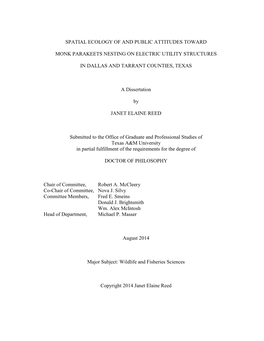 Spatial Ecology of and Public Attitudes Toward Monk Parakeets Nesting on Electric Utility Structures in Dallas and Tarrant Counties, Texas, US