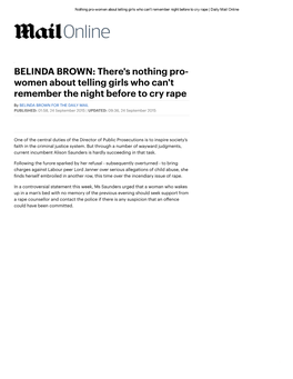 BELINDA BROWN: There's Nothing Pro- Women About Telling Girls Who Can't Remember the Night Before to Cry Rape