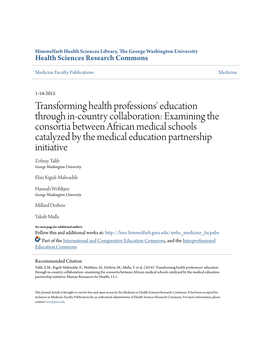 Transforming Health Professions' Education Through In-Country