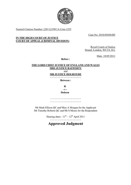 R -V- Dobson Judgment -18 May 2011