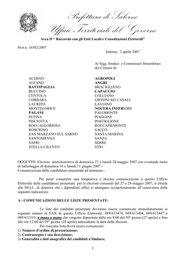 Prefettura Di Salerno Ufficio Territoriale Del Governo