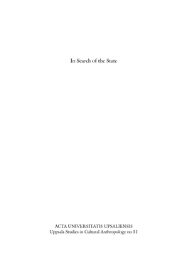 In Search of the State. an Ethnography of Public Service Provision in Urban Niger