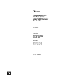 2019 Greenhouse Gas and Sustainability Data Assertions General Motors Company – Global Facilities