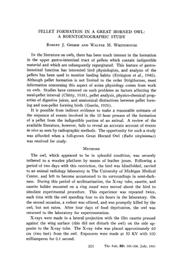 Pellet Formation in a Great Horned Owl: a Roentgenographic Study