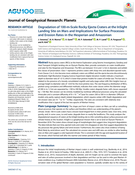 Degradation of 100‐M‐Scale Rocky Ejecta Craters at the Insight