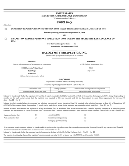 Form 10-Q Halozyme Therapeutics, Inc