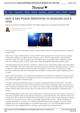 Katy B and Pigeon Detectives to Headline Live & Loud | Nouse