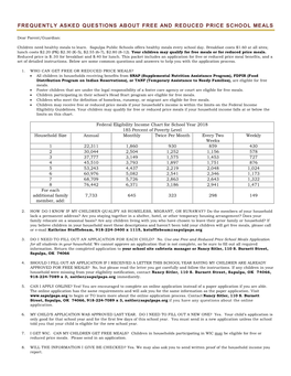 Frequently Asked Questions About Free and Reduced Price School Meals