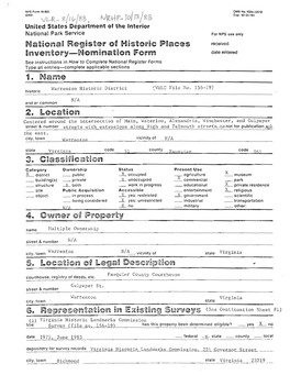 Nomination Form WARRENTON HISTORIC DISTRICT, FAUQUIER COUNTY, VA Ill Continuation Sheet Item Number 6 ' 7 Page 1 , L