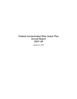 Federal Contaminated Sites Action Plan Annual Report 2007–08