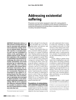 Addressing Existential Suffering