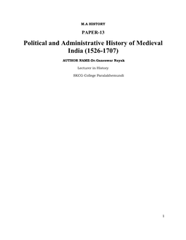 Paper 13 Political and Administrative History of Medieval India (1526-1707)