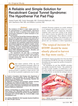 A Reliable and Simple Solution for Recalcitrant Carpal Tunnel Syndrome: the Hypothenar Fat Pad Flap