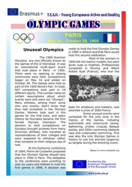 OLYMPIC GAMES PARIS May 14 - October 28, 1900