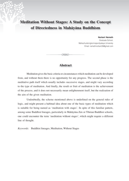 A Study on the Concept of Directedness in Mahāyāna Buddhism
