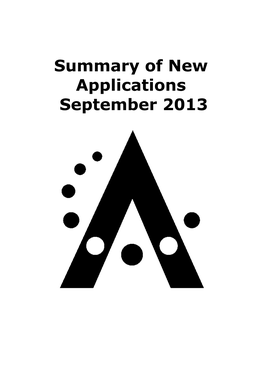 Summary of New Applications September 2013 Summary of New Applications September 2013