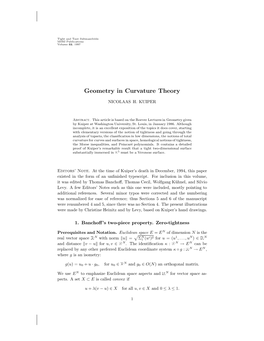 Geometry in Curvature Theory