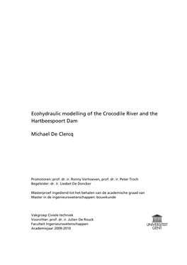 Ecohydraulic Modelling of the Crocodile River and the Hartbeespoort Dam