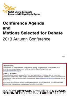 Autumn Conference 2013: Agenda and Motions Document